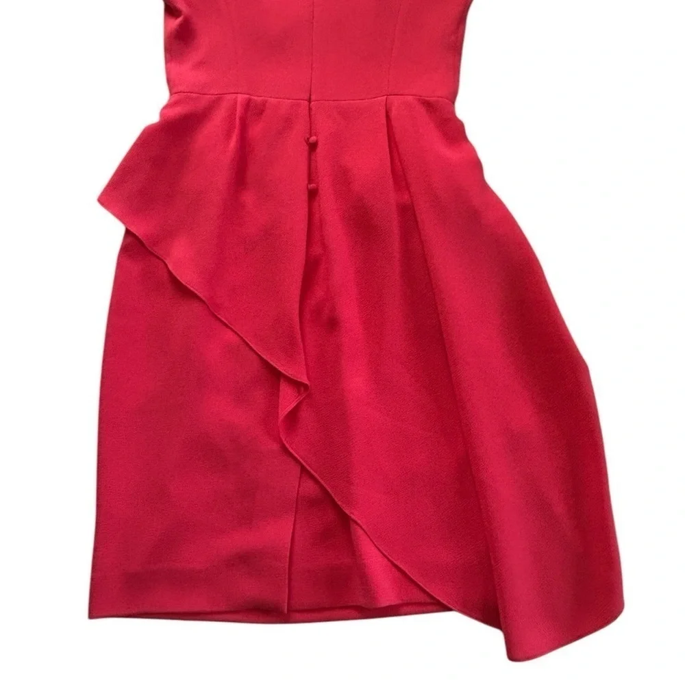 Rickie Freeman Terri Jon size 8 Cap Sleeve Asymmetric Peplum Cocktail Dress Pink